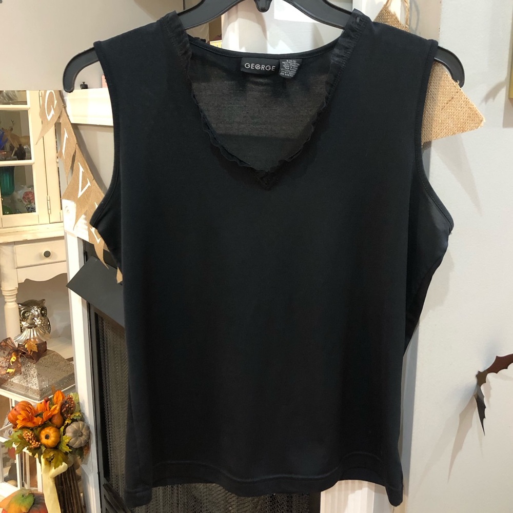 George Sleeveless Ruffle V Neck Tank Blouse Shirt Top
